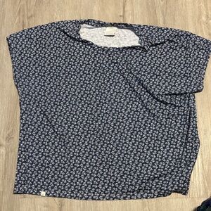Navy Blue Floral Women's Top